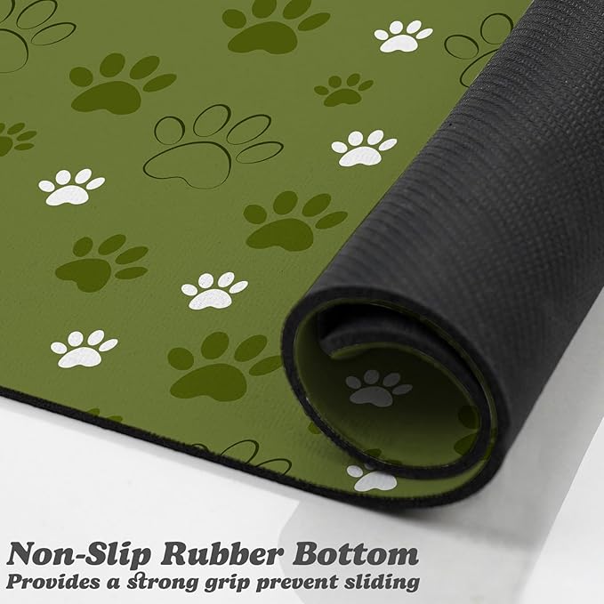 Dog Food Mat, Absorbent Water Bowl Mats Cat Pet Feeding Placemats Dark Green 16 * 24 inch