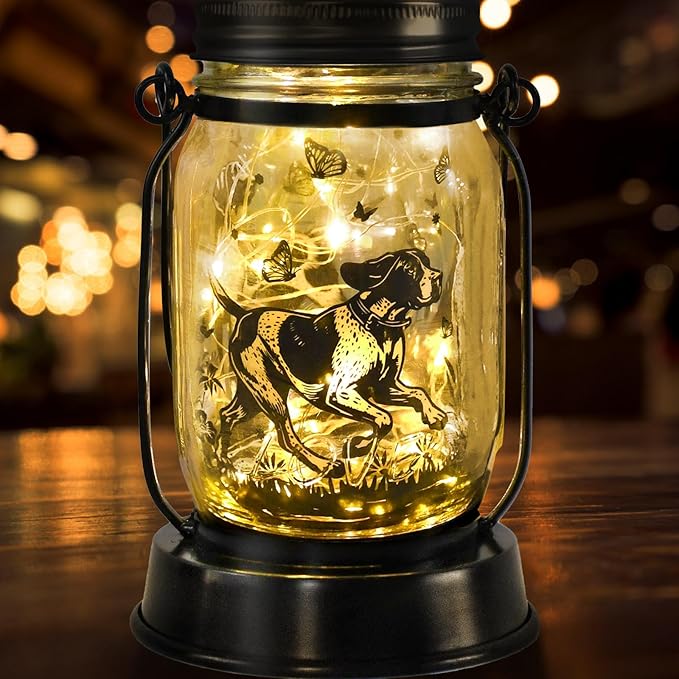 German Shorthaired Pointer Gifts for Women/Men, Pet Solar Lanterns German Shorthaired Pointer Lover Lantern Pet Loss Dog Memorial Lights Solar Garden Decoration for Yard,Patio,Torches Light Home Decor