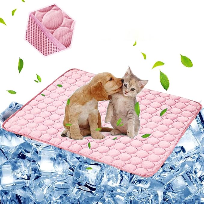 Dog Cooling Mat Pet Cooling Pads Dogs & Cats Pet Cooling Blanket for Outdoor Car Seats Beds (Pink, 28IN * 40IN)