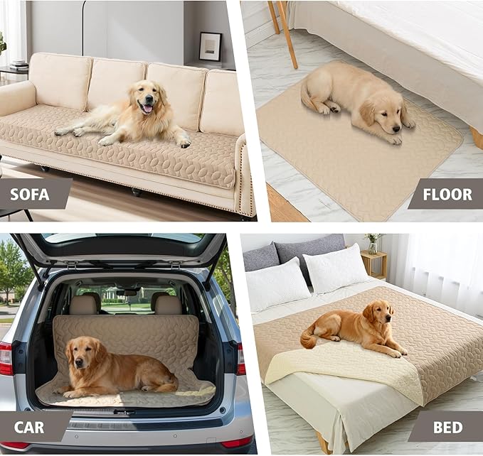 Ameritex Waterproof Pet Bed Cover Anti-Slip Dog Bed Blanket for Sofa and Furniture Waterproof New Pattern Design (Beige, 30x90 Inch (Pack of 1))
