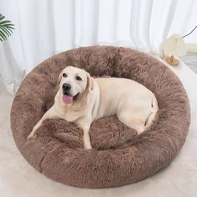 Dog Bed for Small Medium Large Dogs, 27 inch Calming Dogs Bed, Washable-Round Cozy Soft Pet Bed for Puppy and Kitten with Slip-Resistant Bottom