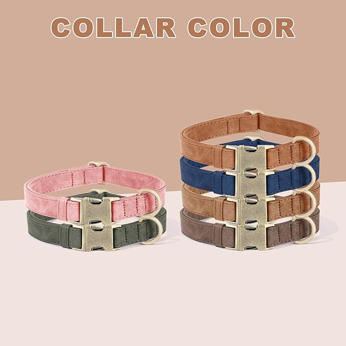 Genuine Leather Dog Collar - Adjustable Pet Collar with Quick Release Metal Buckle, Soft Skin Friendly Real Leather Collar for Small, Medium, Large Dogs (Dark Brown, S：Fit 8-16" Neck)