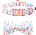 Lionheart glory Easter Dog Collar with Bow Tie Carrot Print Dog Collar Girl or Boy Soft Durable Adjustable Puppy Gift Collar Bows Spring Collar Dog Bow