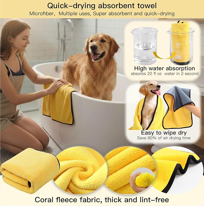 Cat&Dog Grooming Kit-6PCS for Cat Flea Comb, Dog Brush For Shedding,Pet Nail Clippers For Dogs,Pet Grooming Gloves, Dog Finger Toothbrush & Dog Bath Towel- Perfect Cat Grooming Supplies