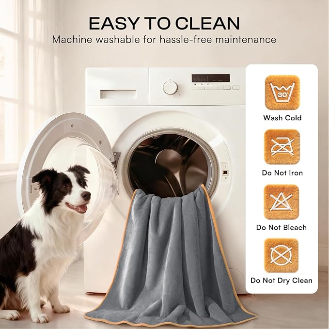 Luciphia Waterproof Pet Blanket, Liquid Pee Proof Dog Blanket for Sofa Bed Couch, Reversible Sherpa Fleece Furniture Protector Cover for Small Medium Large Dogs Cats, Grey+Beige Small（40" x 28"）
