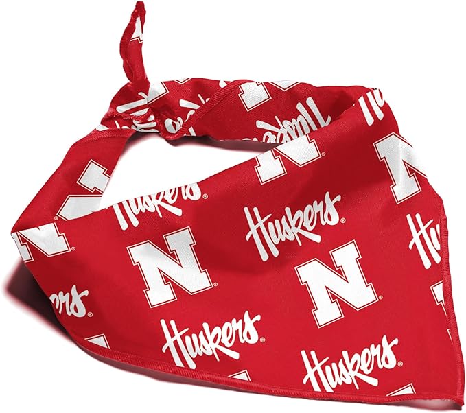 Nebraska Cornhuskers Officially Licensed Bandana for Dogs and Cats | Fits Pets Great Gift Idea | Easy-to-Tie (Large, 28")