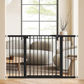 keny 29.7"-51.5" Extra Wide Baby Gate for Stairs, Easy Walk Thru Dog Gate with 21.1" Large Opening Door, Pressured Mounted No Drilling Pet Gate, 30" Tall, Black