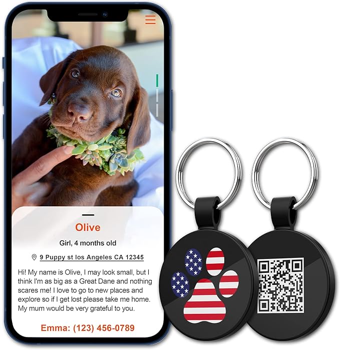 MYLUCKYTAG QR Code Pet ID | Personalized Dog & Cat Collar Tag | Online Profile with Instant Scanned Location Alert Email