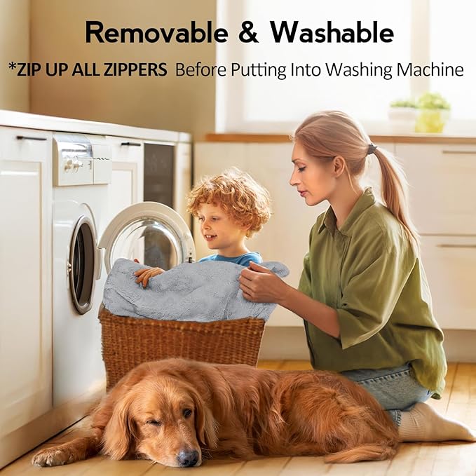 Orthopedic Dog Bed for Extra Large Dogs - XXL Egg-Crate Memory Foam Dog Beds with Removable Washable Cover, Waterproof Pet Beds with Non-Slip Bottom, Grey