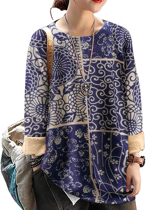YESNO Women Christmas Sweater Graphic Printed Oversized Pullover Sweaters Casual Loose Knit Tops S01