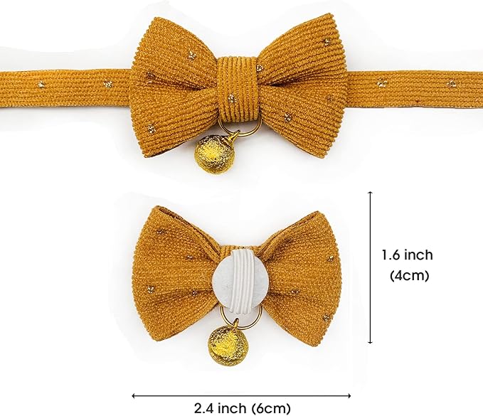 Safety Quick Release Cat Collars, Soft Kitten Collars with Detachable Bow Tie and Bell, Pack of 2, Adjustable 20-30 cm (20-30cm, Wine Red+Xmas Green)