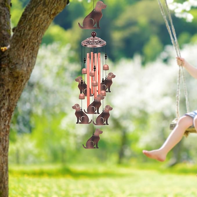 Outdoor Dog Wind Chimes, Gifts for Mom & Grandma & Family, Music Wind Catcher, Mobile Wind Bells, Memorial WindChimes, Blessing Windchime for Garden/Home/Balcony/Lawn/Yard/Indoor/Outside Decoration