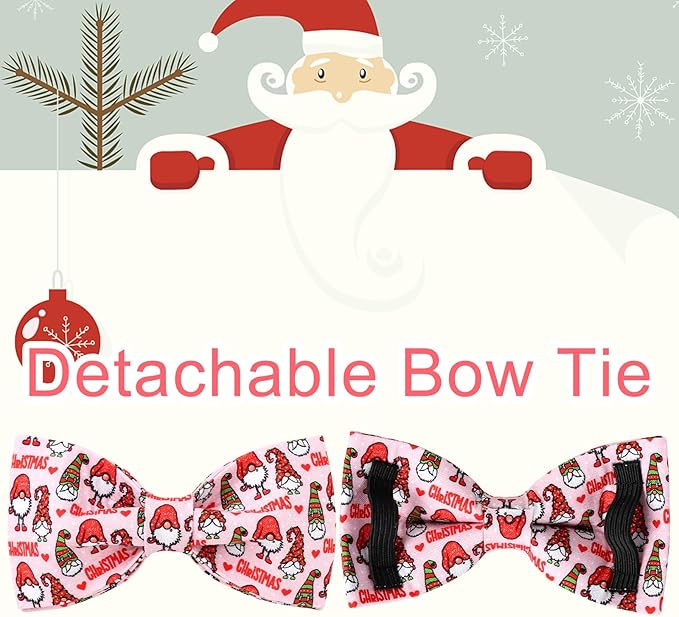 Christmas Dog Collar with Bow Tie, Cotton Christmas Bowtie Collar for Medium Girl Boy Dog, Comfortable Dog Collar Bowtie with Durable Metal Buckle, Adorable Pet Collar,M,Neck 13.5-22in