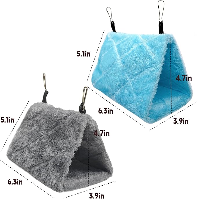 Tfwadmx 2Pcs Bird Tent Plush Hammock Hanging Warm Hut Nest for Cage 6.3''X5.1''X4.7'' Parrot Snuggle Sleeping Bed Hideaway Cave for Eclectus Parakeet Cockatiels Cockatoo Conure Lovebird