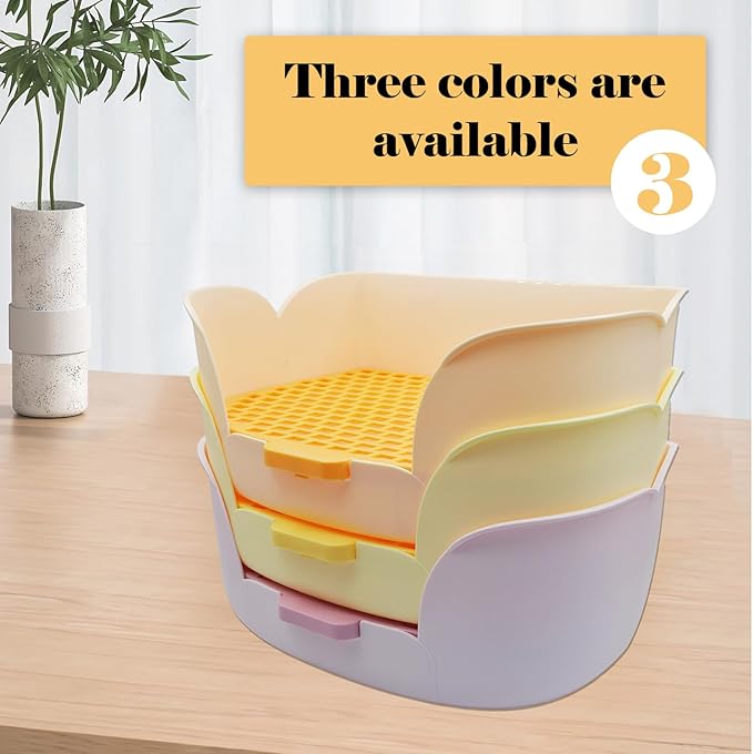15.1"X11.0" Large Rabbit Litter Box,Plastic Square Rabbits Potty Trainer with Bigger Pan Bunny Corner Toilet Box with Small Animal Disposable Liner for Guinea Pigs Hamster Chinchilla(Orange)