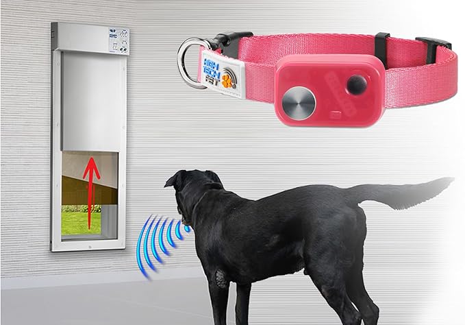 MS-5 Automatic Pet Door Collar 2-Pack, Genuine High Tech Pet Brand Dog Collar for Power Pet Doors - Econ Series, Waterproof (Pink) - PNK-MS5-2PK