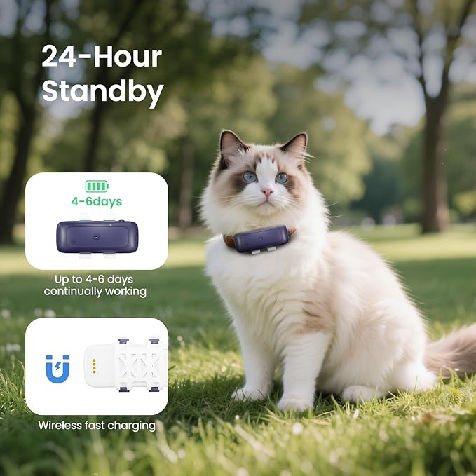 SEEWORLD Cat Tracker 4G Mini GPS Pet Tracker Device for Dogs Cats Real-Time Location, Virtual Fence, 180 Days Location History for 6.5lbs+ Pets, Subscription Required