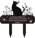 Pet Cat Memorial Grave Markers - Rngmsi Flowers Butterfly Cat Metal Garden Stakes Grave Decorations for Cemetery Pussy Memorial Stones Plaques for Outdoors