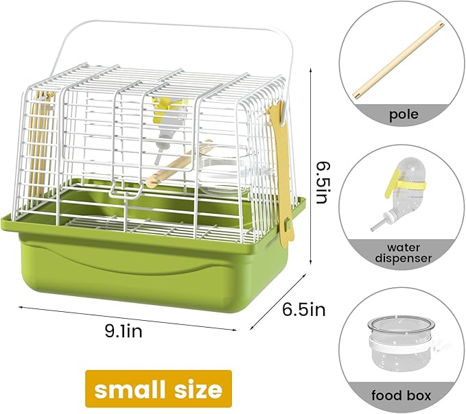 Small Bird cage,Travel Cage for Birds and Small Animals, Parakeet cage,Bird Carrier Travel cage,Bird Travel cage, jaulas para pájaros,Green,(Size:S,M,L) (S)