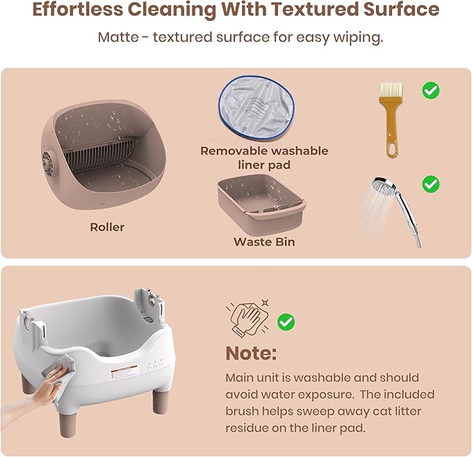 Automatic Litter Box Open Top: Self Cleaning Cat Litter Box Smart with WiFi App Control, Extra Large & Safety Sensors & Odor-Free Waste Disposal