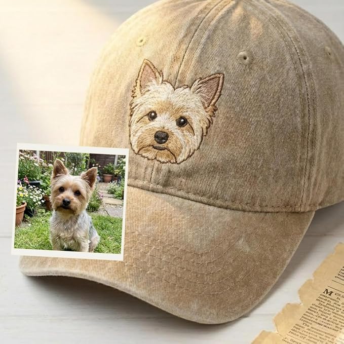 Custom Pet Embroidered Hat with Portrait, Personalized Dog Baseball Cap for Cat and Dog Lovers, Birthday Gift, Custom Embroidered Baseball Cap Cat Dad Hat Pet Loss Gift