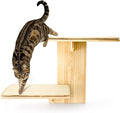 Cat Wall Shelves, Wall Mount Adult Cat Tree with 2 Steps 2 Sisal Scratch Mats, Solid Wood Kitten Bed Pet Climber for Indoor Play, Climb, Jump, Nap, Rest