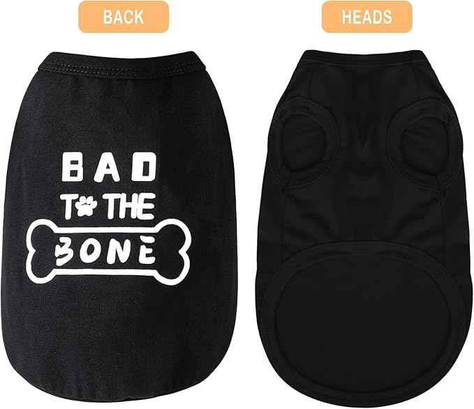 Discover Cozy Cotton Canine Wear: Soft, Lightweight, and Breathable Dog Shirt Vest with Eye-Catching Graphics(Bad to The Bone), Keeping Your Furry Friend Warm and Comfy! Grey XS