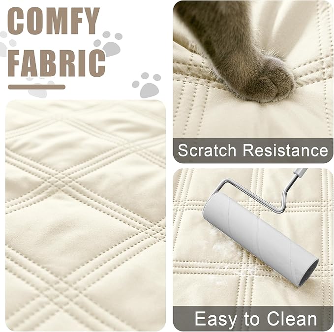 Smiry Waterproof Dog Bed Cover Blanket 40x70, Soft Reversible Pet Blanket, Washable Leakproof Cats Dogs Couch Cover for Sofa, Couch, Furniture, Beige/Beige