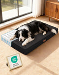 OhGeni Orthopedic Waterproof Dog Bed for Medium Large Dogs, Machine-Washable Removable Cover in Easy-Clean Fabric, High Density Foam & Easy-Carry Handle, Suitable for Crate, 35 inch (Black)
