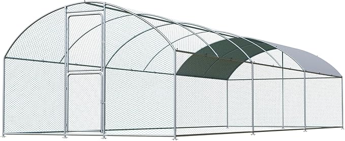 Large Chicken Coop, Chicken Coops for 30 Chickens, Chicken Runs for Yard with Water Poof & UV Resistance Cover, Dome Roof Chicken Coop Run with Double Lockable Doors for Outdoor Backyard