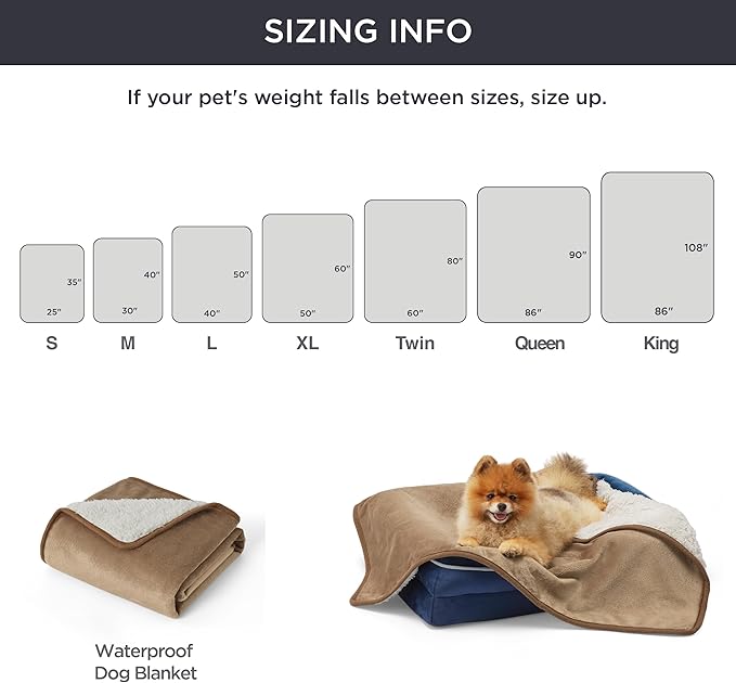 Bedsure Waterproof Dog Blankets for Medium Dogs - Medium Cat Blanket Washable for Couch Protection, Sherpa Fleece Puppy Blanket, Soft Plush Reversible Throw Furniture Protector, 30x40, Camel