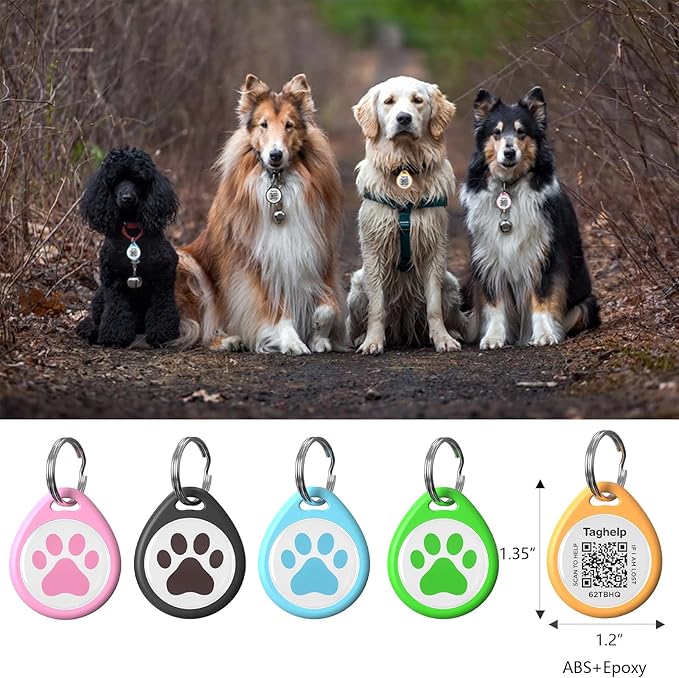 2-Pack -Smart QR Code Pet ID Tag for Dogs - Instant GPS Location Alert via Email, No App/Subscription Required, Waterproof Anti-Lost Personalized Dog Collar Accessories (Blue&Pink, for Dog - 1.2")