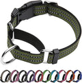Martingale Dog Collar, Adjustable Nylon Reflective Collar with Quick Release Buckle (Forest Green, Large)
