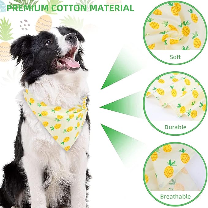 6 Pack Spring Summer Dog Bandanas Hawaii Fruit Pattern, Dog Bandanas Scarf Bibs Kerchief for Boys and Girls' Dogs (Small to Large)