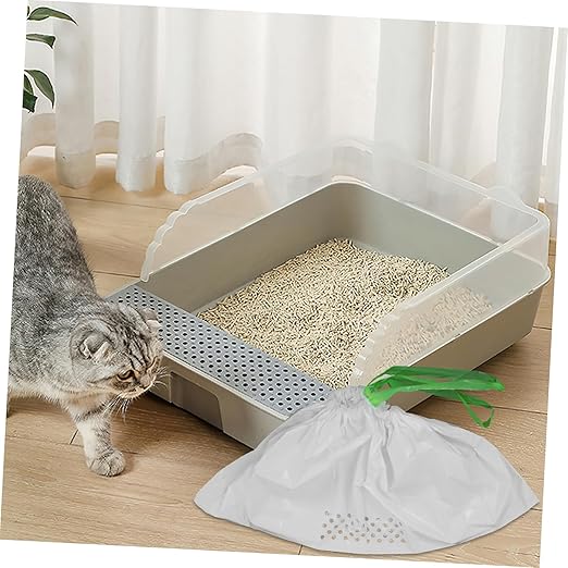 7pcs Cat Litter Filtering Bag White Cat Waste Filter Pouch for Easy Cleanup Litter Supplies for Pet Owners