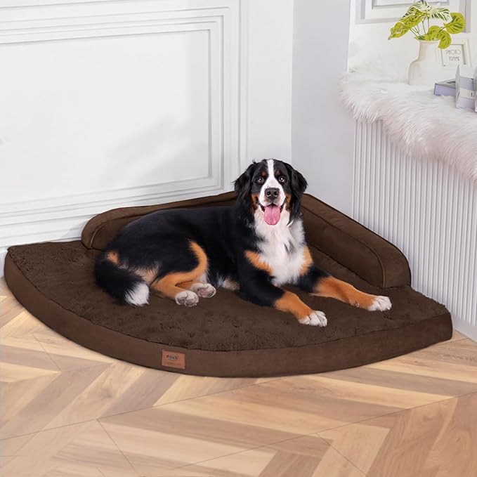 Large Orthopedic Dog Bed with Sides XXXL Dog Beds with Removable Washable Cover Non-Slip Waterproof Pet Bed for Extra Large Dogs - Brown XXXL