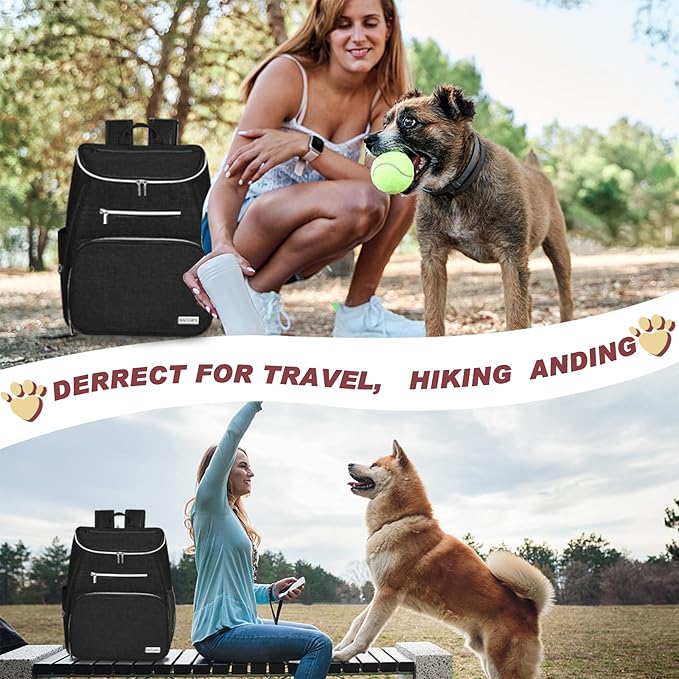BAGLHER丨Dog Travel Bag Backpack, Airline Approved Pet Supplies Backpack, Dog Travel Bag with 2 Silicone Collapsible Bowls and 2 Food Baskets, Black