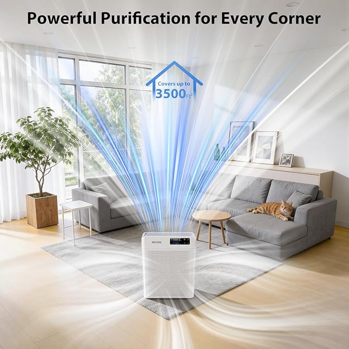 Air Purifiers for Home Large Room Up to 3500 Ft²,HEPA Air Purifier with Smart WiFi APP Control,Air Quality (PM2.5) Monitor,Sleep Mode & Auto Mode,Smart Home Air Cleaner for Pets Hair,Pollen,Dust,Odor