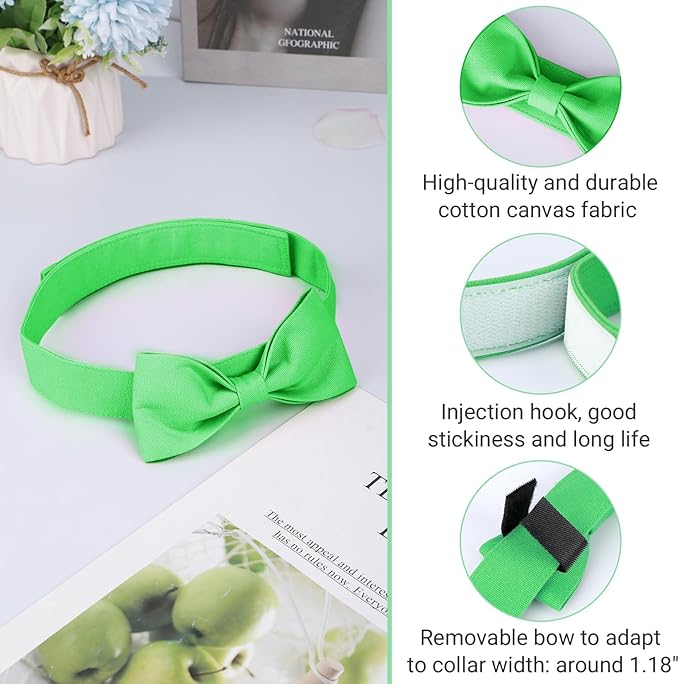 Segarty Bow Tie for Dogs Neck Girth 16.5-21.3in, Adjustable Green Bowtie Collar Extra Large Dogs, Dog Necktie Tuxedo Comfortable Cotton Boy Pet Grooming Accessory for Formal Wedding Holiday Birthday