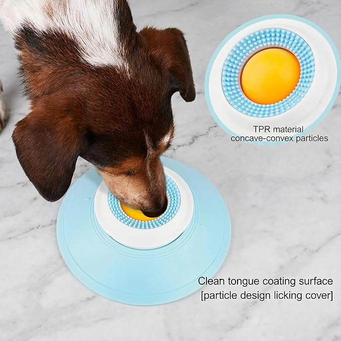 Dog Lick Slow Feeder Bowl - Licking Sphere - Interactive Cat Enrichment Toy for Yogurt Peanut Butter Treats - Rolling Ball Puzzle Feeder for Mental Stimulation - Boredom Buster for Small Pets