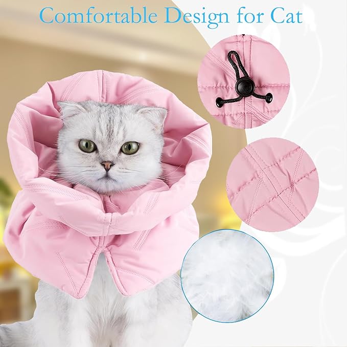 Cat Recovery Collar, Soft Adjustable Cat Cone Alternative, Lightweight Waterproof Fasteners Collars for Cats Kittens Puppies, After Surgery Stop Licking, Post-Surgery or Skin Protection.
