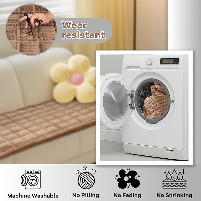 Washable Dog Couch Cover Protector, Non Slip Dog Bed Mat Machine Washable Large Blanket for Dogs, Pet Couches Covers for Sofa (Coffee, 27.6 * 82.7 '')