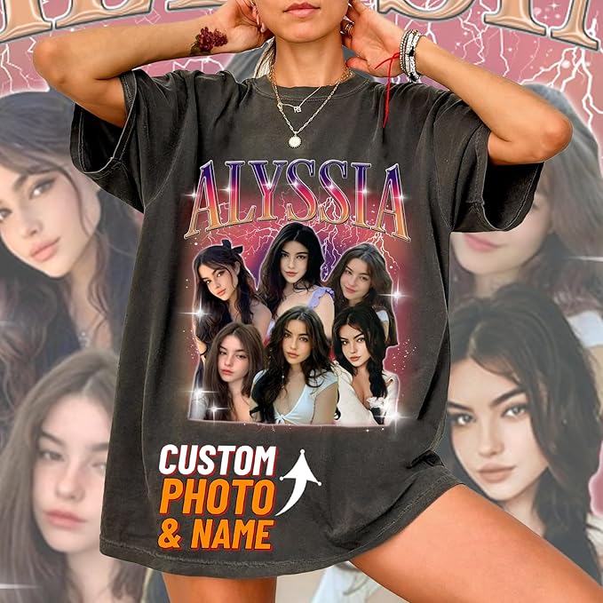 NAZENTI Custom Bootleg Rap Tee, Custom T-Shirts with Picture, Retro Custom Bootleg, Valentine's Gifts for Him Her