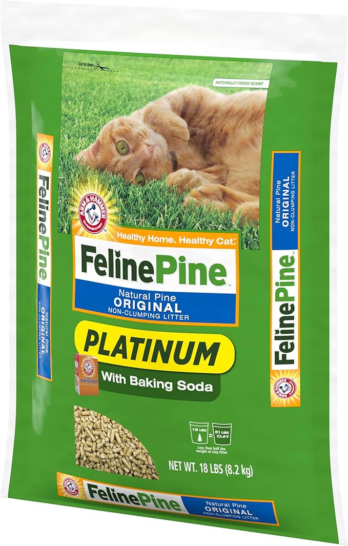 Feline Pine Platinum Non-Clumping Cat Litter, Feline Pine Cat Litter 18lb