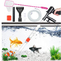Aquarium Gravel Cleaner Siphon Fish Tank Vacuum Cleaner for Absorb Dirt Wash Sand Algae Scrapers Water Changer Gravel Washer Aquarium Thermometers Fish Net kit for Fish Tank Cleaning Gravel and Sand