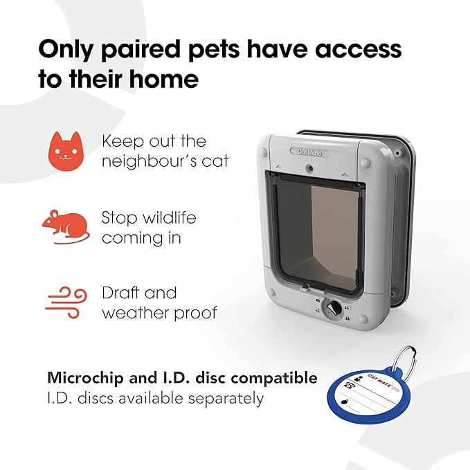 Cat Mate Microchip Activated Cat Flap (360) - ISO and AVID Compatible, Door for Entry Control of up to 30 Cats or Small Dogs, for Single/Multiple Glazing, UPVC, Walls and Wood, White