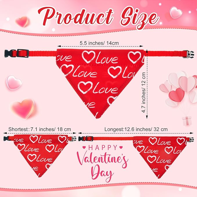 Sanwuta 10 Pcs Mother's Day Cat Collar Bandanas, Breakaway Adjustable Kitty Triangle Scarf with Red Pink & Black Heart Prints, Cute Cat Costume for Mom Gift, Photos & Spring Party