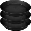 3 Pack of 25 26 inch Plant Saucer (22.7 Inch Base), 4.2" Depth, Large Deep Heavy Duty Plastic Flower Planter Water Trays for Indoors Outdoor, Plant Potted Bowl, Plant Drip Trays (26", Black)