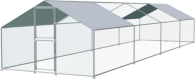 Large Chicken Coop, Chicken Coops for 40 Chickens, Chicken Runs for Yard with Water Poof & UV Resistance Cover, Spire Roof Chicken Coop Run with Double Lockable Doors for Outdoor Backyard