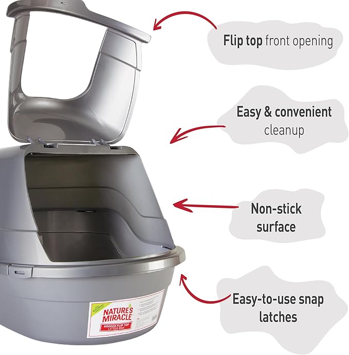 Nature’s Miracle Hooded Flip Top Litter Box for Cats, With Built-In Odor Control Charcoal Filter